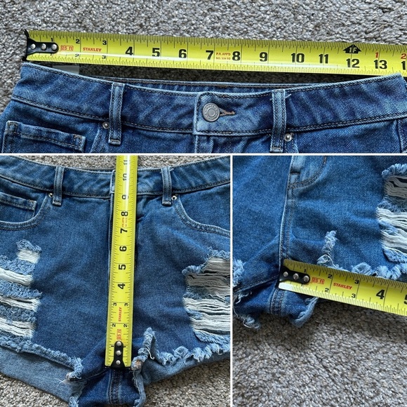 Pacsun High Rise Festival Distressed Denim Jean Shorts Medium Wash Women Size 27 - Picture 14 of 14